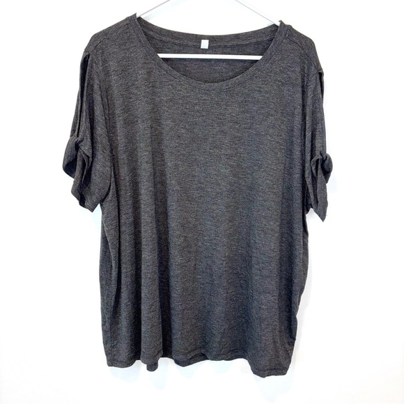 Velocity Gray Short Sleeve Tee Shirt Cut Out Sleeves Athleisure Active Wear - Picture 1 of 6